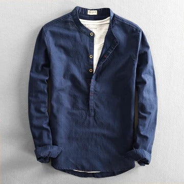 Men's light blue breathable long-sleeve casual shirt with regular fit for effortless summer styling