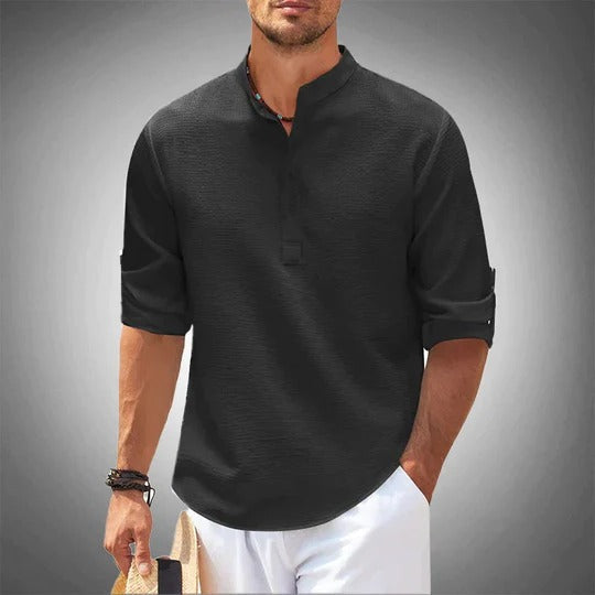 Men's classic casual summer shirt relaxed fit lightweight breathable fabric structured shoulders everyday wear