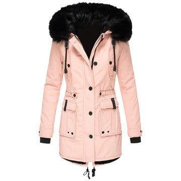 Women's long winter coat structured tailored silhouette professional warmth in classic neutral tone