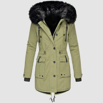 Women's long winter coat structured tailored cut professional warmth work travel wardrobe essential