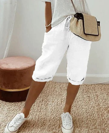 Women's high-waist shorts refined fit breathable structured design warm weather everyday wear