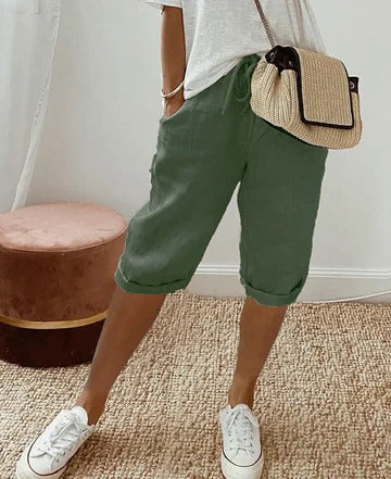 Women's high-waist shorts refined fit breathable structured design warm weather everyday wear
