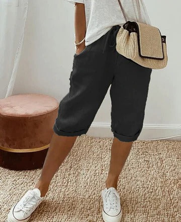 Women's high-waist shorts refined fit breathable structured design warm weather everyday wear
