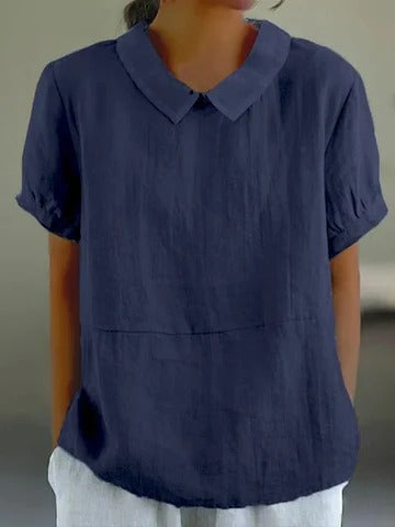 Women's solid color relaxed fit lightweight top minimalist everyday style for warm seasons