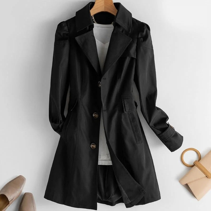 Women's lightweight classic trench coat tailored silhouette versatile desk-to-dinner professional style