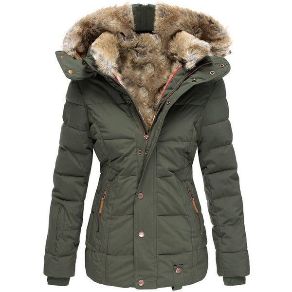Waterproof fleece coat zip-button closure weather-resistant slim silhouette for outdoor cold weather