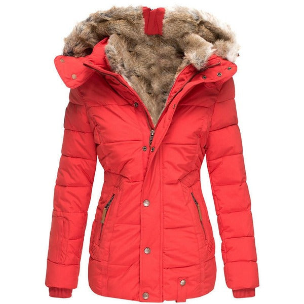 Waterproof fleece coat zip-button closure weather-resistant slim silhouette for outdoor cold wear