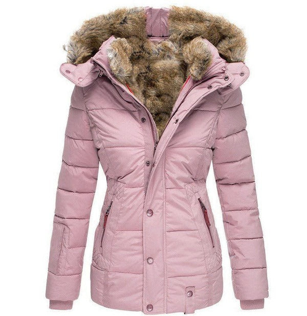 Waterproof fleece coat windproof zip-button closure slim silhouette for cold weather outdoor wear