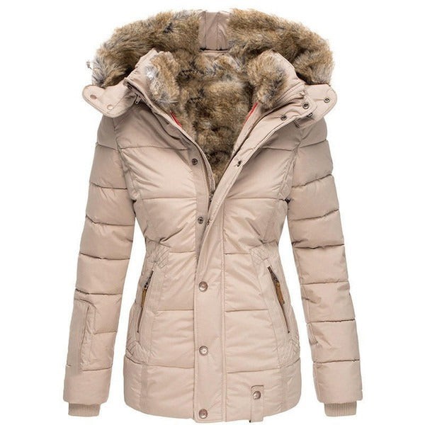 Waterproof fleece coat relaxed fit weather-resistant zip-button front closure for outdoor warmth
