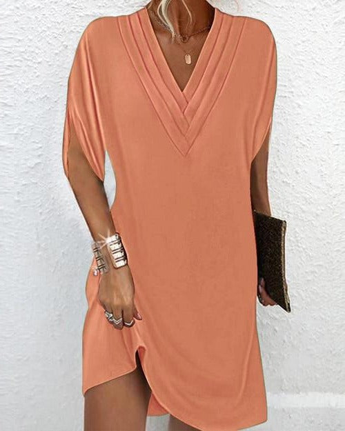 Women's mid-length straight dress fluid drape versatile silhouette refined everyday style