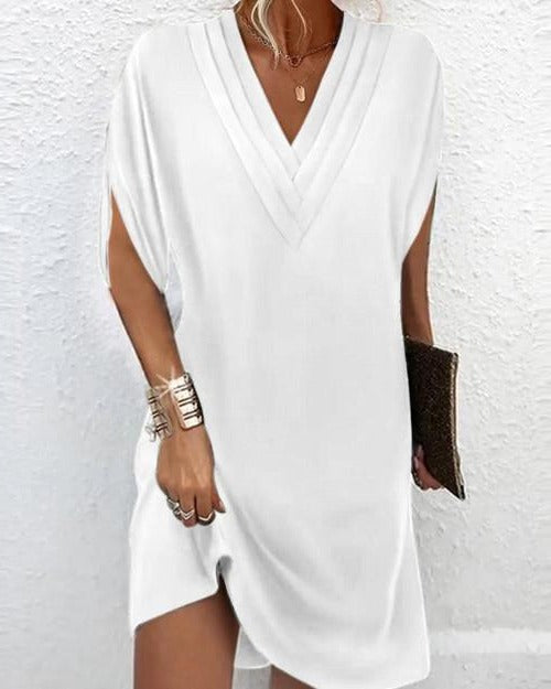 Women's mid-length straight dress fluid drape refined silhouette versatile everyday elegant cut