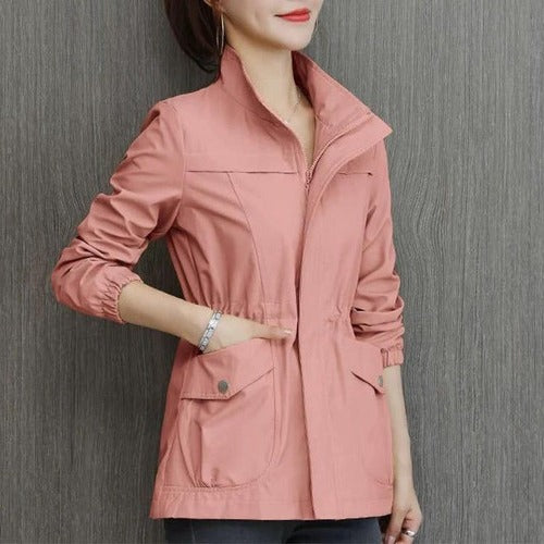 Lightweight gray zip jacket slim polished cut breathable layering fabric for everyday city wear