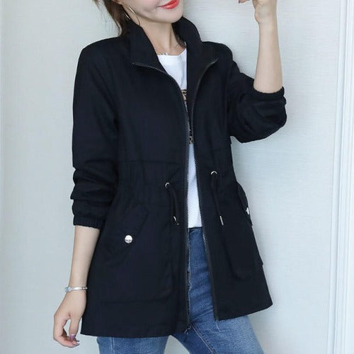 Lightweight gray zip jacket slim fit breathable full-zip closure for everyday urban wear