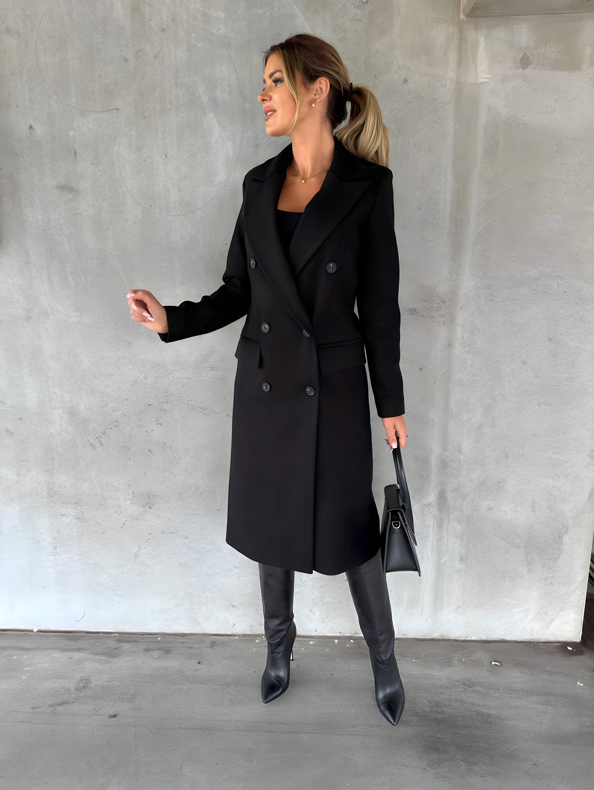 Women's camel A-line cashmere blend coat with elegant tailored cut for autumn warmth