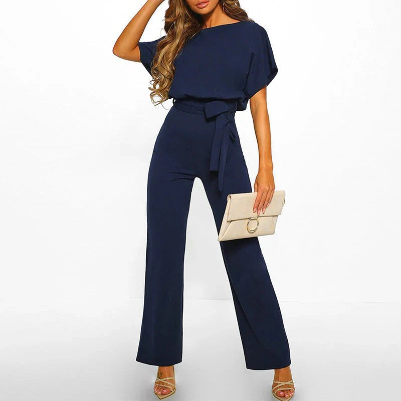 Women's solid color elegant jumpsuit full-body one-piece for date night party versatile streamlined look