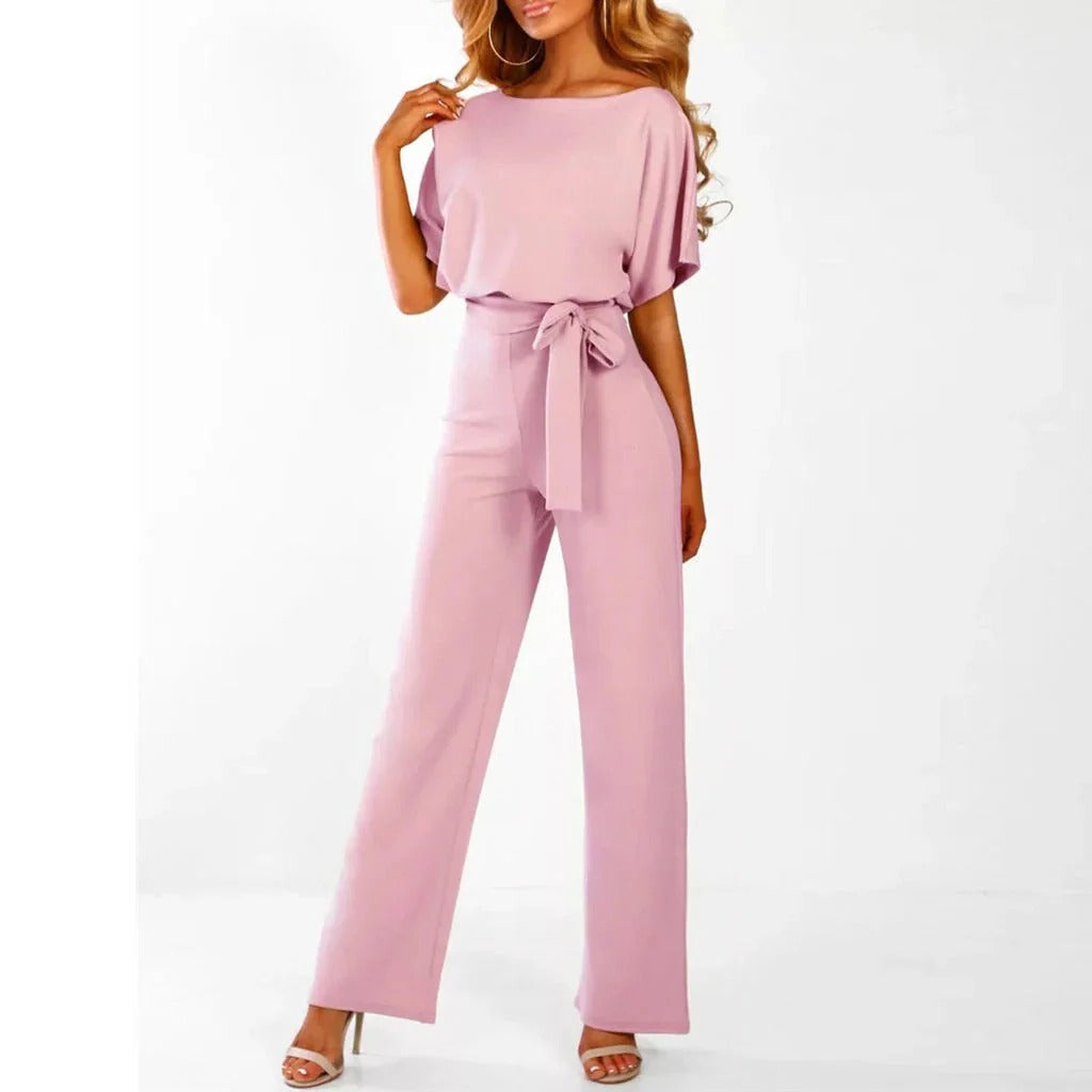 Women's solid color elegant jumpsuit full-body one-piece outfit for date night party dining