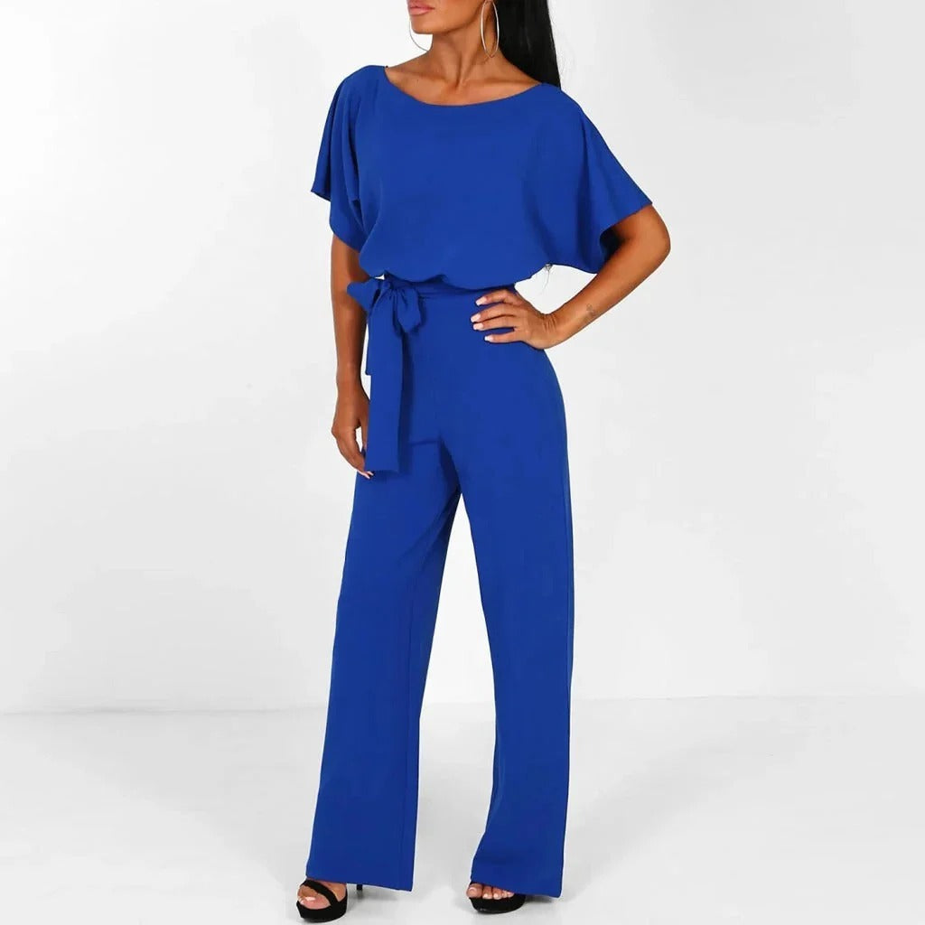Solid color women's elegant jumpsuit full-body one-piece for date night party versatile dressy outfit