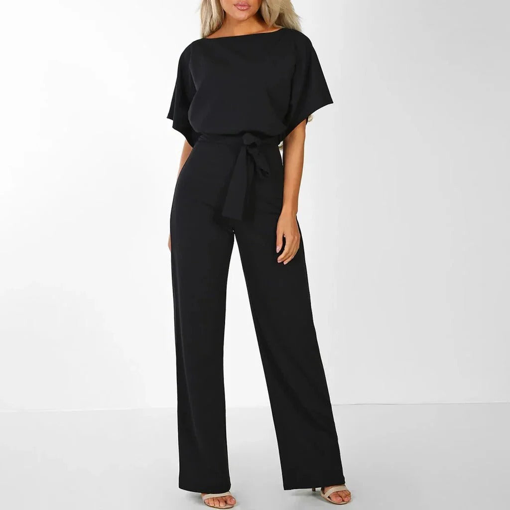 Solid color women's elegant jumpsuit full-body outfit for dates and parties, versatile one-piece