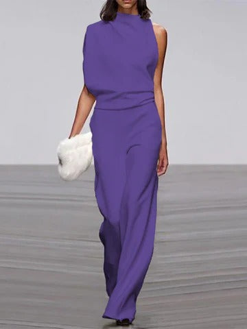 Women's wide-leg jumpsuit in elegant spring style with flattering silhouette and relaxed modern cut