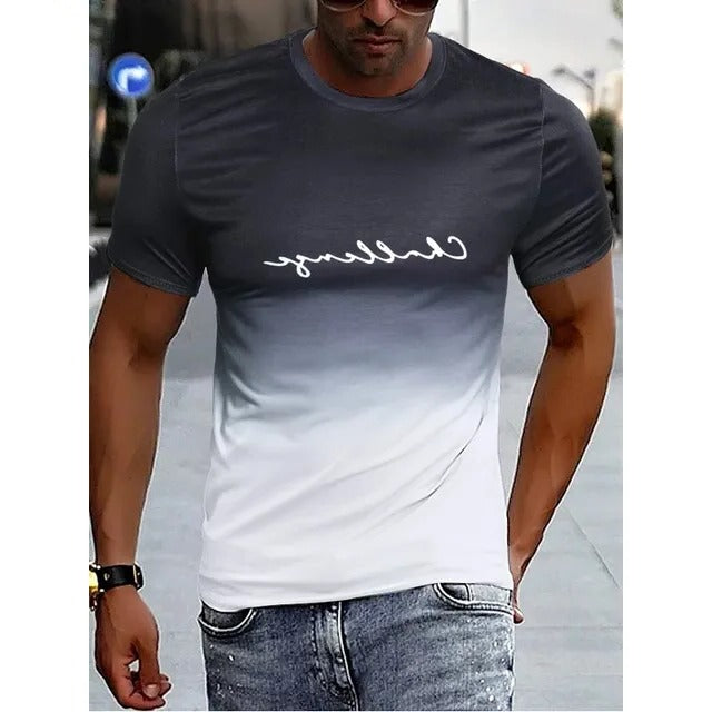 Men's black to red ombre gradient t-shirt regular fit casual short sleeve everyday tee