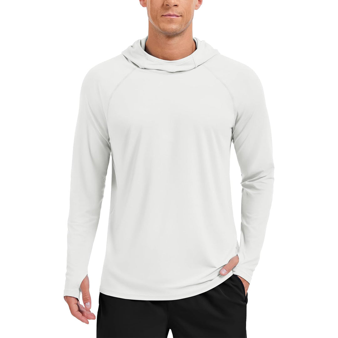 Men's UPF 50+ sun hoodie long sleeve rash guard shirt quick-dry lightweight outdoor active