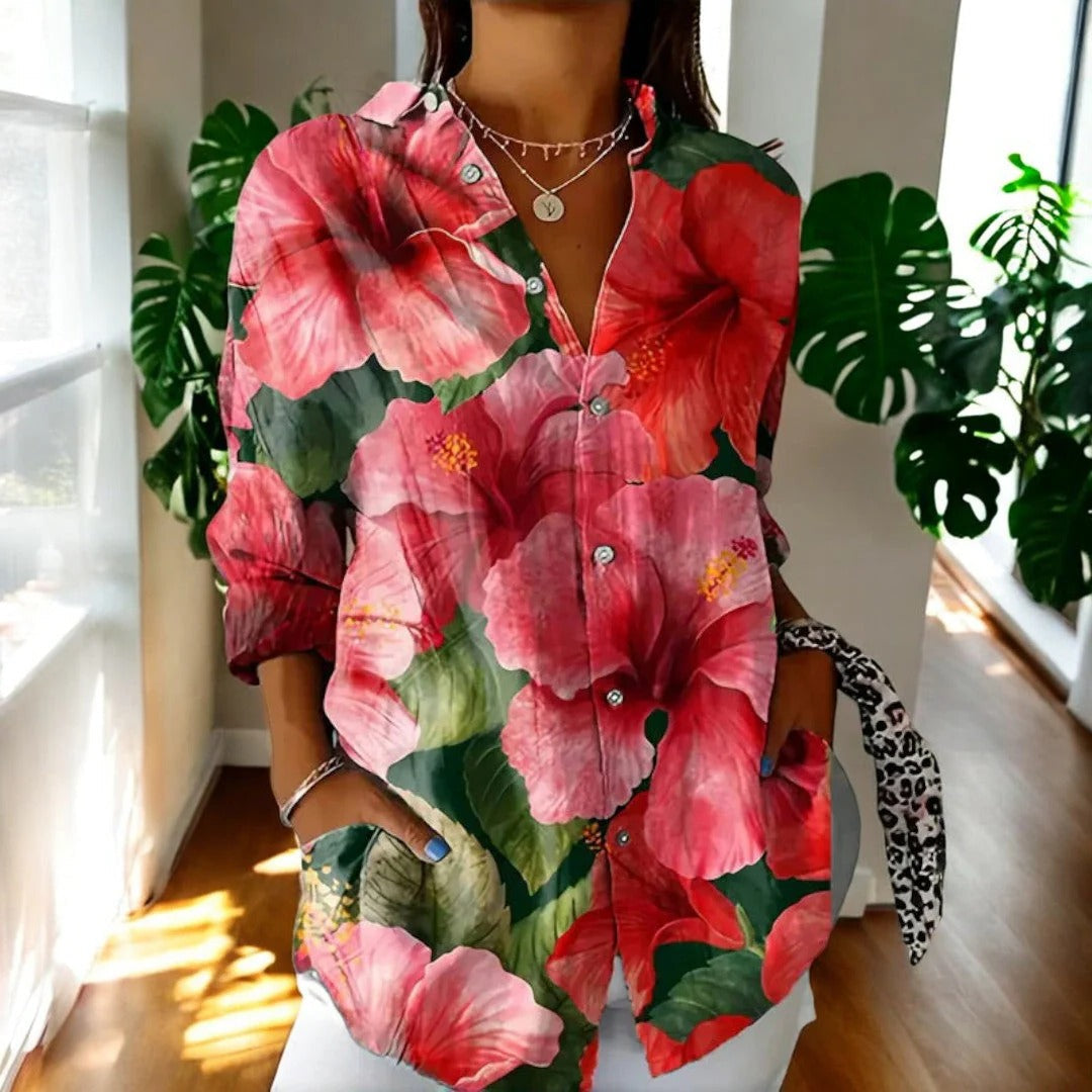 Women's vintage blouse regular fit casual semi-formal style with timeless elegant design