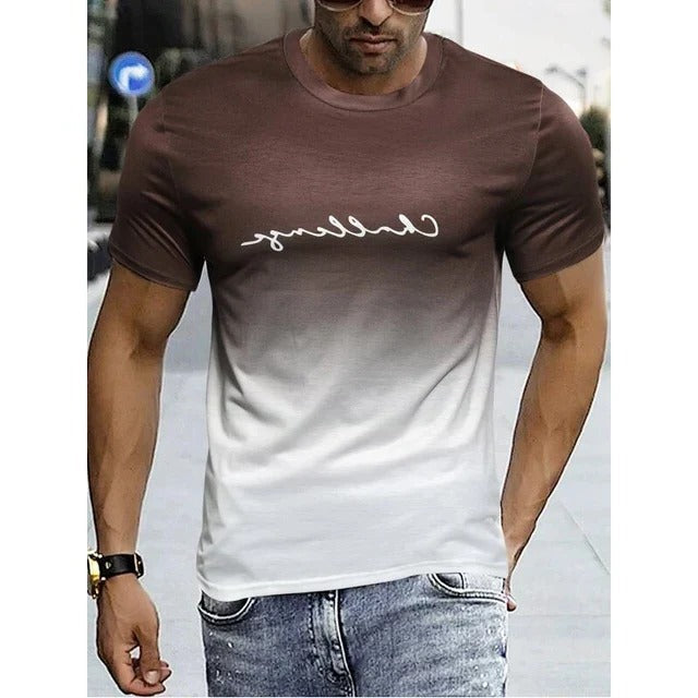 Men's black to red ombre gradient t-shirt regular fit casual short sleeve everyday tee