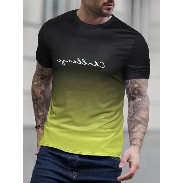 Men's black to red ombre gradient t-shirt regular fit casual short sleeve everyday tee