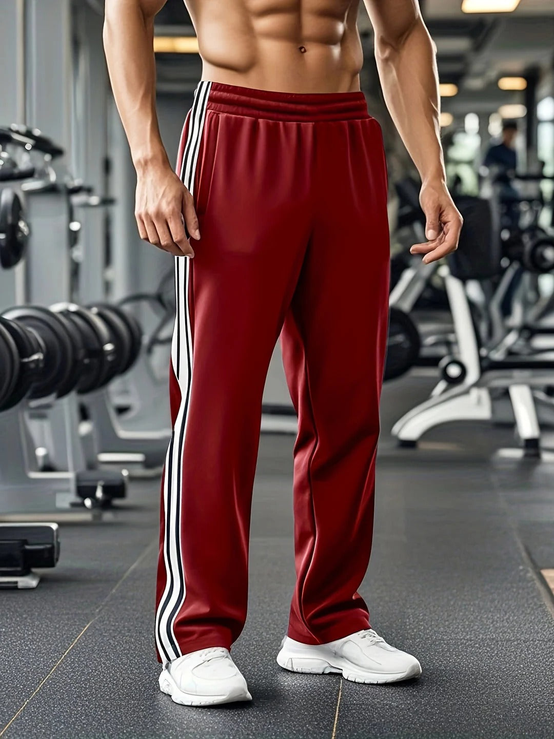Men's lightweight athletic track pants with adjustable drawstring waist, flexible comfort for running