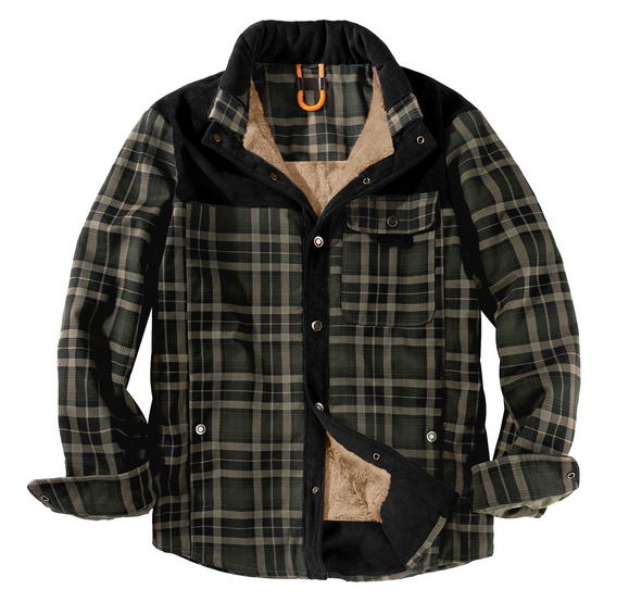 Men's red plaid lumberjack jacket weather-resistant rugged outdoor coat with classic flannel design
