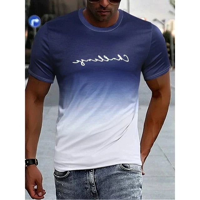 Men's black to red ombre gradient t-shirt regular fit casual short sleeve everyday tee
