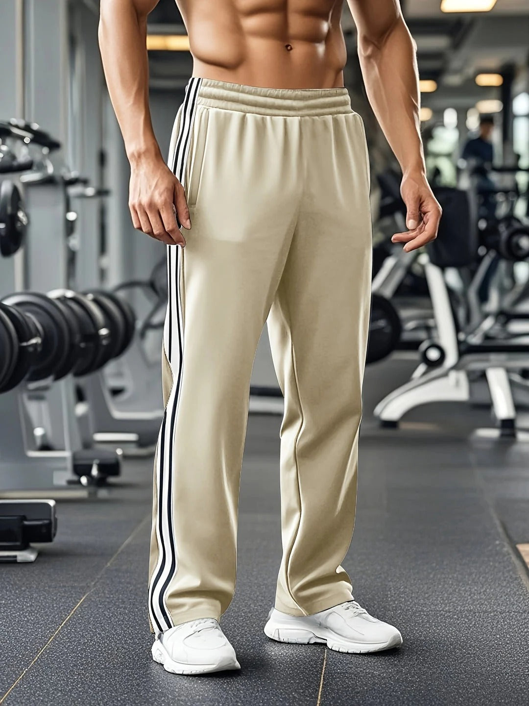 Men's lightweight athletic track pants with flexible fit and adjustable drawstring waist for running