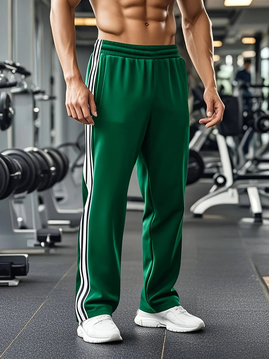 Men's lightweight athletic track pants with adjustable drawstring waist, flexible fit for running