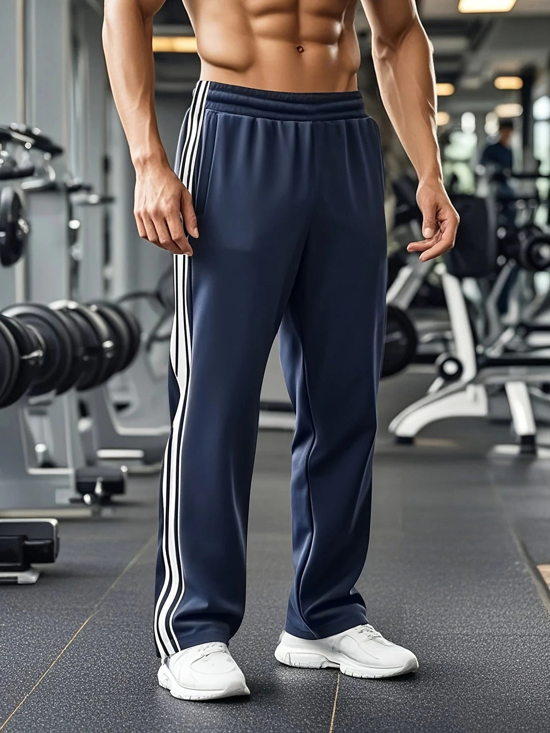 Men's lightweight athletic track pants with adjustable drawstring waist, flexible fit for running