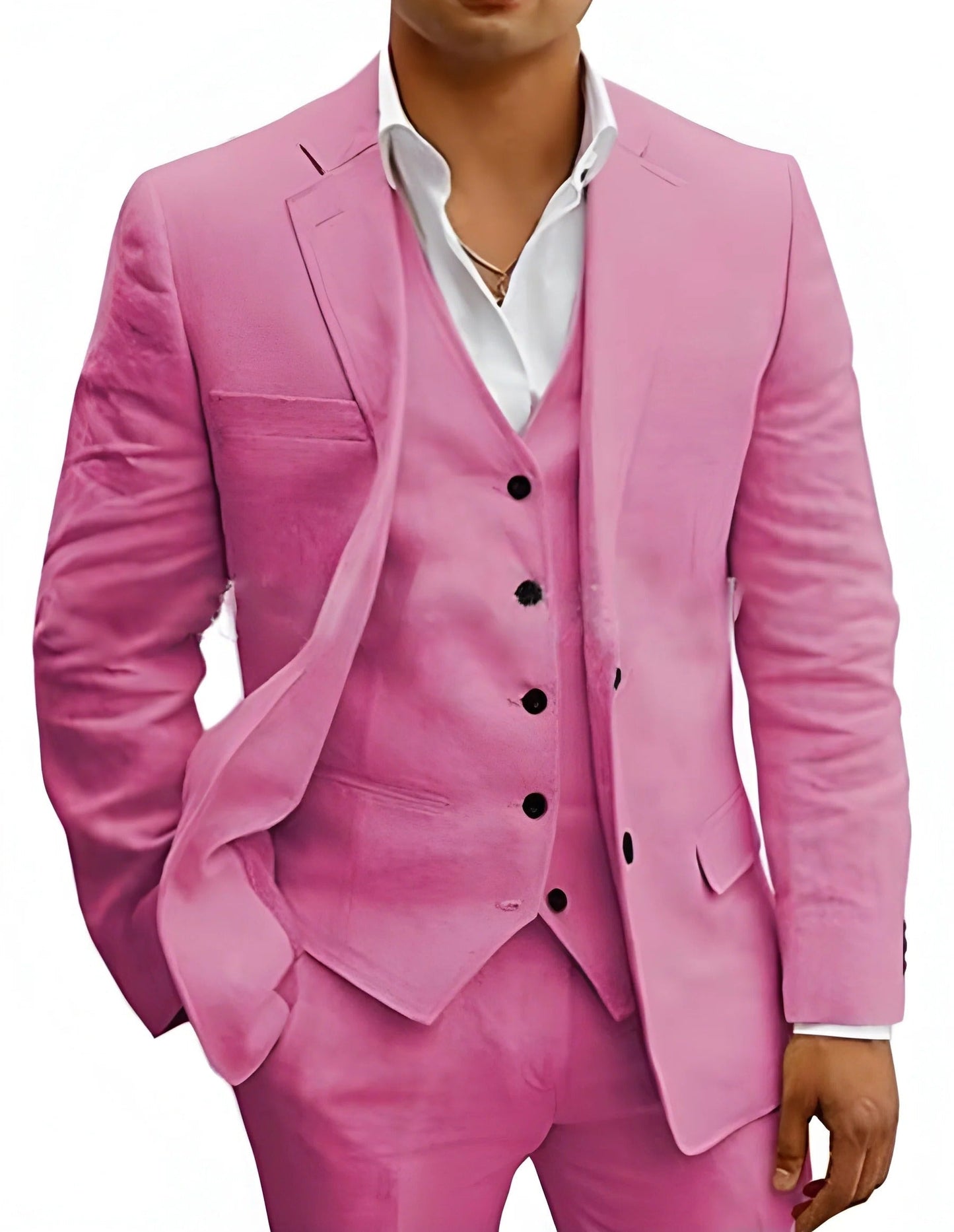 Men's light beige three-piece summer suit slim-fit jacket waistcoat trousers breathable beach wedding style