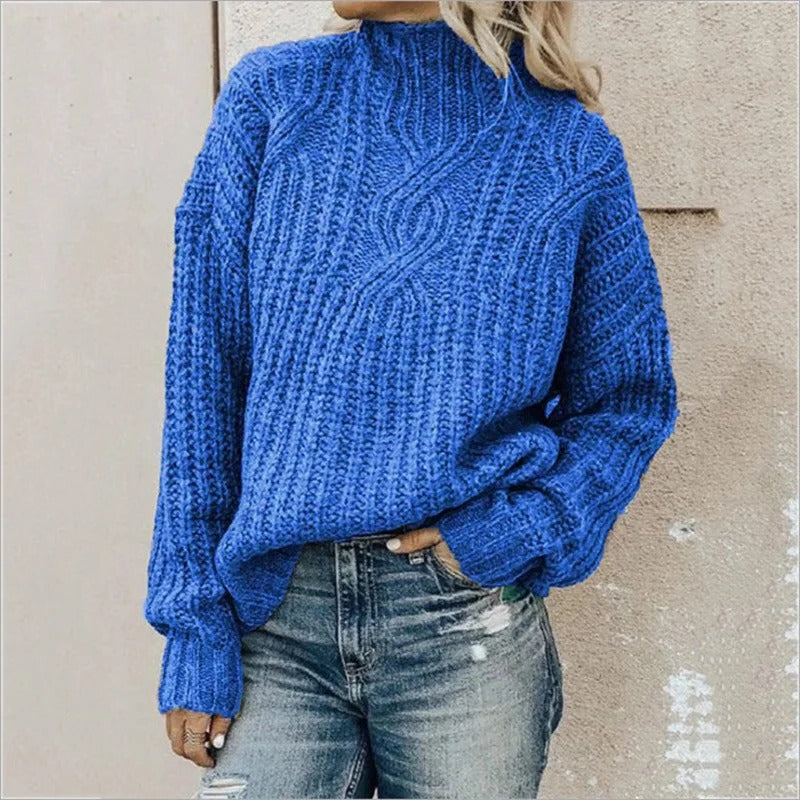 Women's elegant solid-color sweater relaxed regular fit classic timeless style versatile work casual