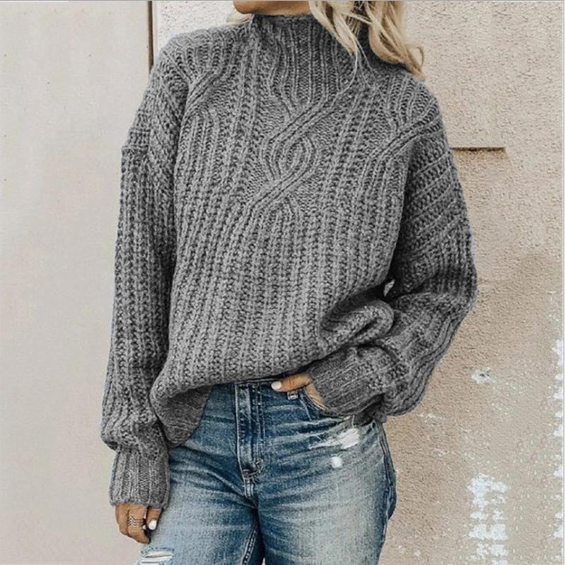 Women's elegant solid-color sweater relaxed regular fit classic timeless style versatile work casual