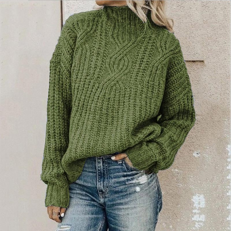 Women's elegant solid-color sweater with relaxed regular fit, timeless classic design for work and casual wear