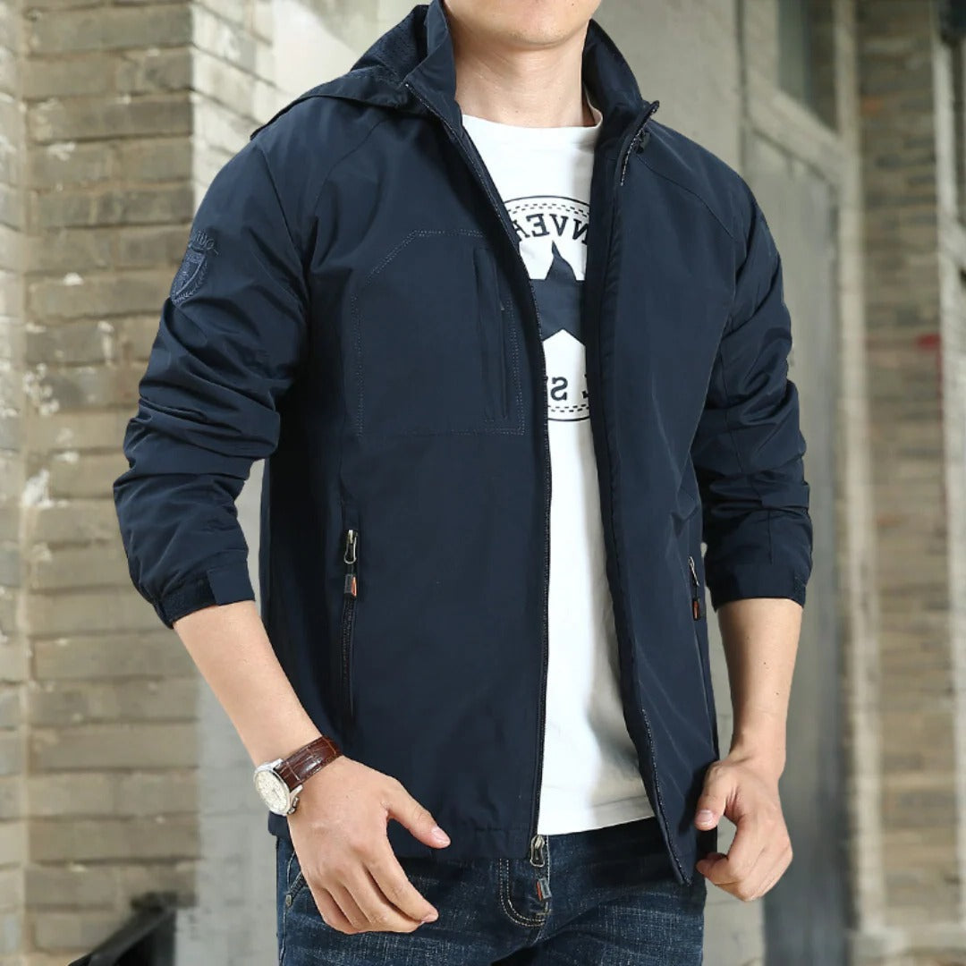 Men's olive green lightweight transitional jacket slim low-bulk silhouette with breathable all-season design