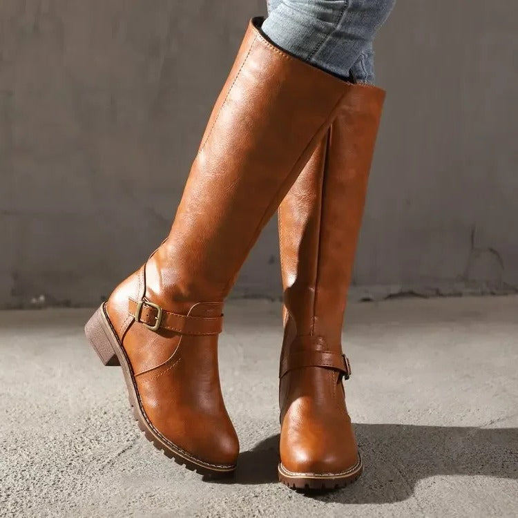 Women's mid-calf boots sleek structured silhouette shaped toe fitted shaft everyday comfort