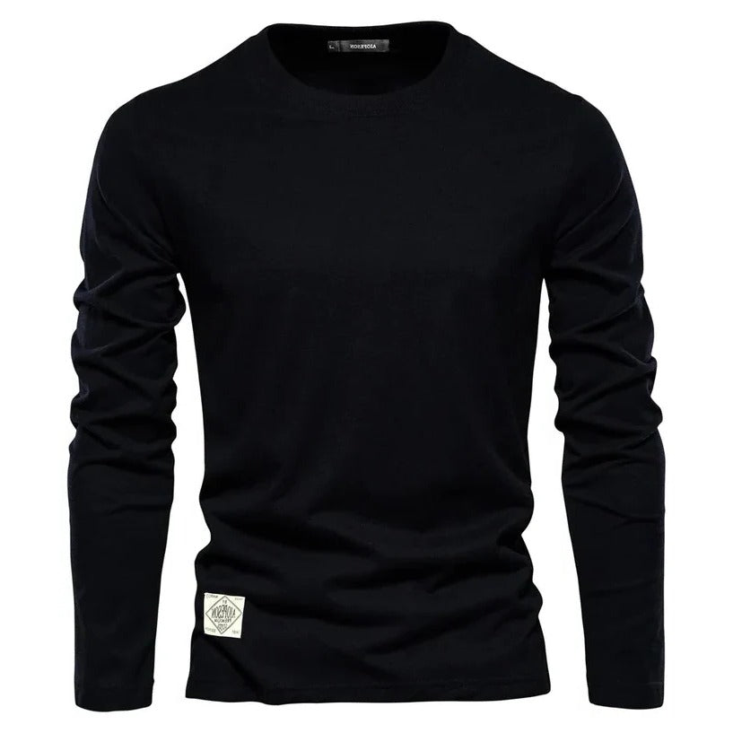 White long-sleeve shirt regular fit minimalist everyday layering essential with clean simple silhouette