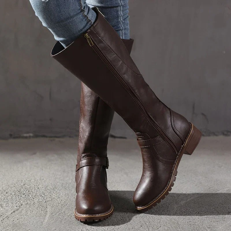 Women's black mid-calf boots sleek structured silhouette fitted shaft shaped toe all-day comfort