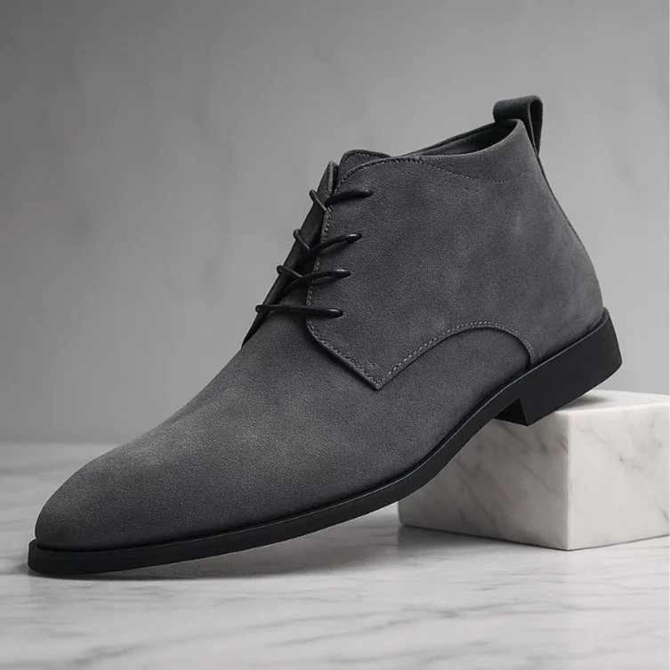 Men's brown suede ankle boots minimalist silhouette with cushioned insole for all-day comfort