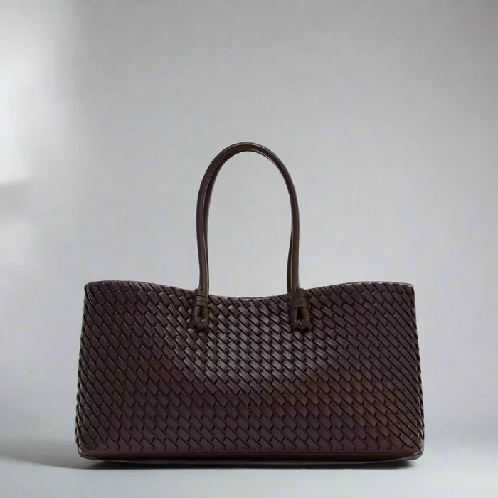 Urbann-Vibe Noora beige woven structured tote handbag with fabric-lined interior for women