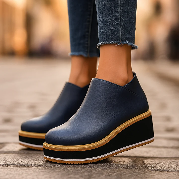 Women's soft leather platform boots neutral tone chunky sole all-day comfort work-to-weekend style
