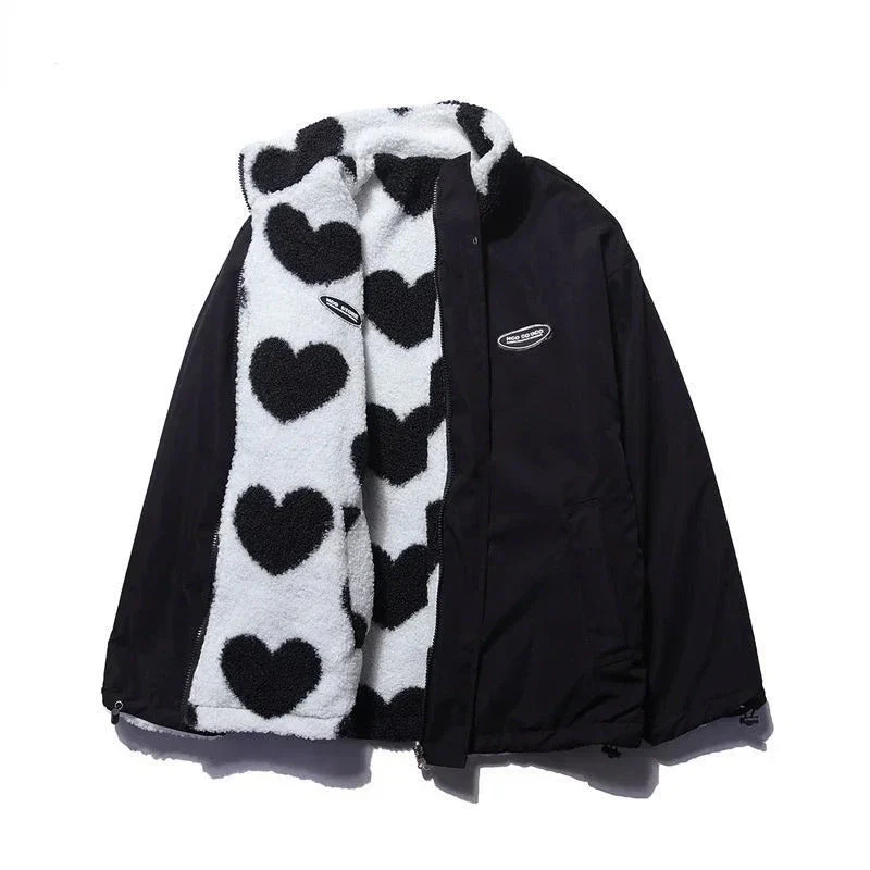 Women's reversible plush fleece jacket lightweight windproof shell dual-look zip-up in neutral tone