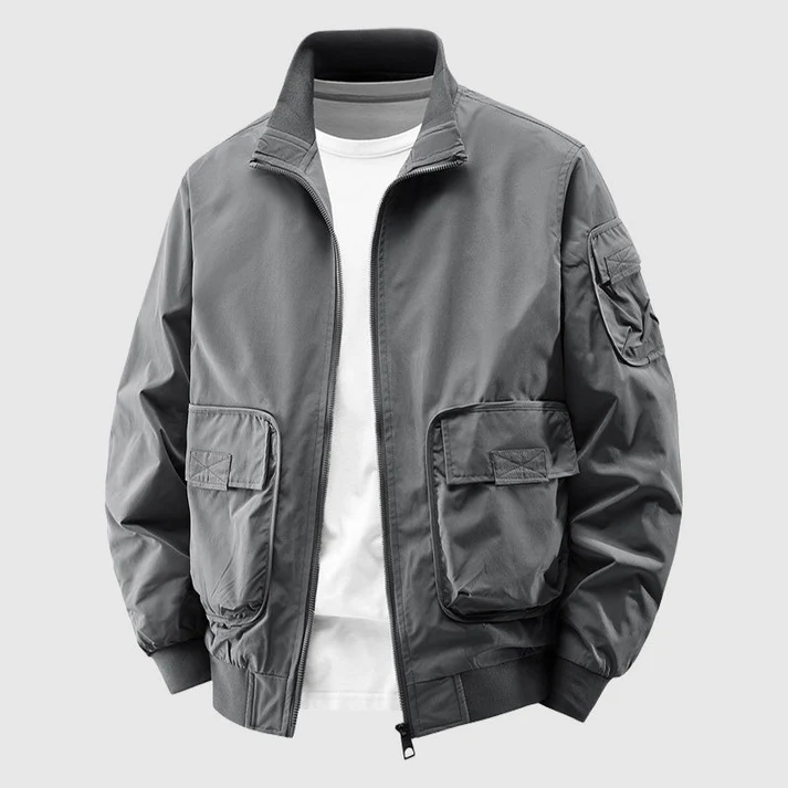 Men's heavyweight olive utility bomber jacket wind-resistant deep reinforced pockets rugged style