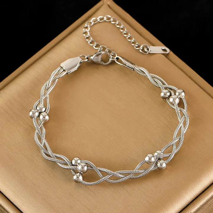 Lyra triple layer snake chain bracelet for women gold silver tarnish resistant everyday elegance