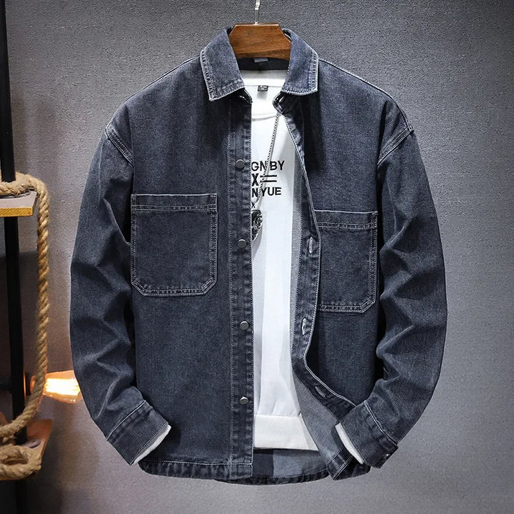 TrendAura Rochefort Paris men's blue midweight denim jacket structured fit minimal detailing