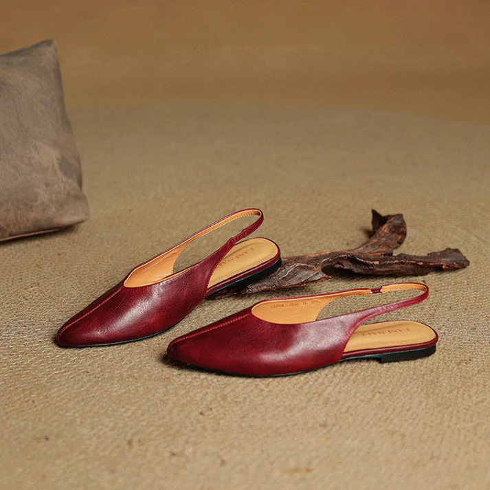 Urbann-Vibe Lunelle pointed-toe slingback flats genuine leather subtle sheen low heel women